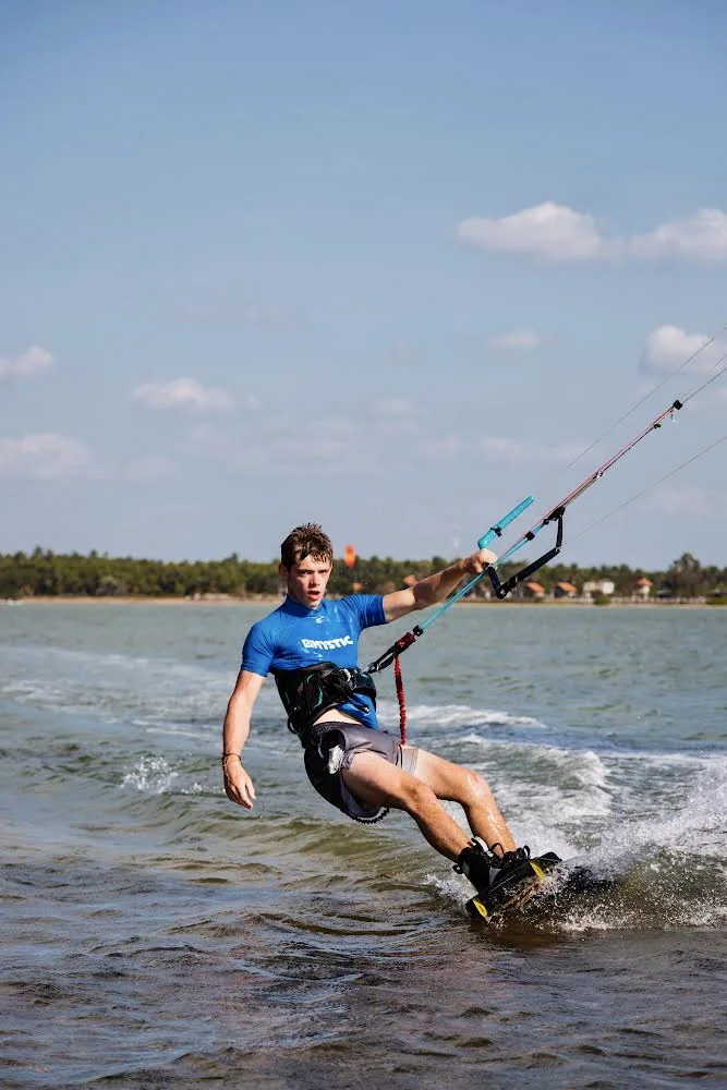 Kitesurfer with Duotone equipment on Kalpitiya lagoon