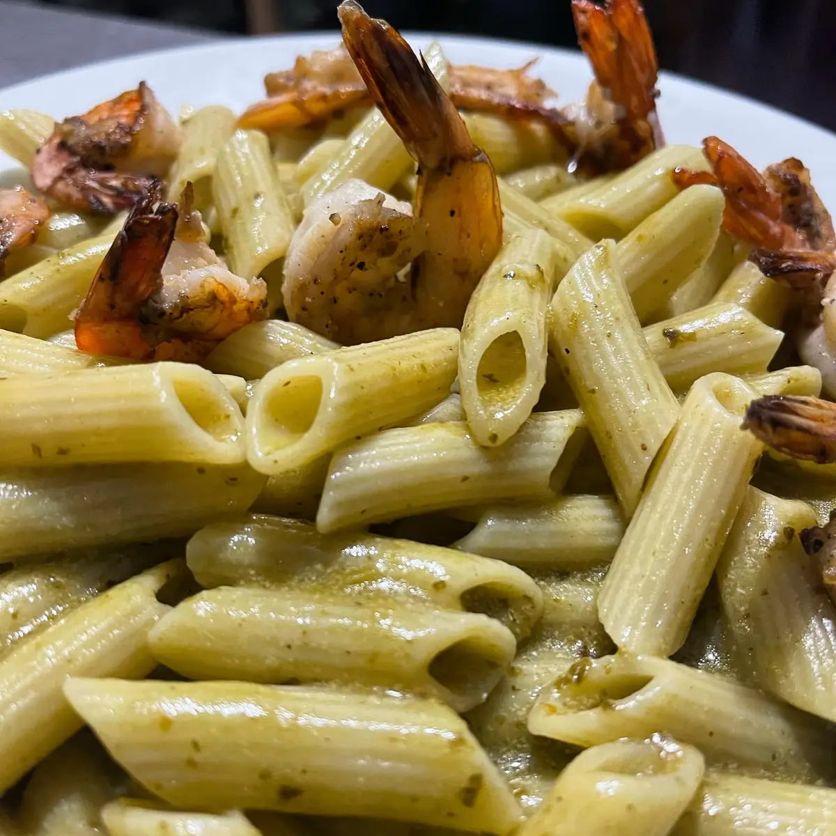 Shrimp pesto pasta at Valampuri Resort restaurant
