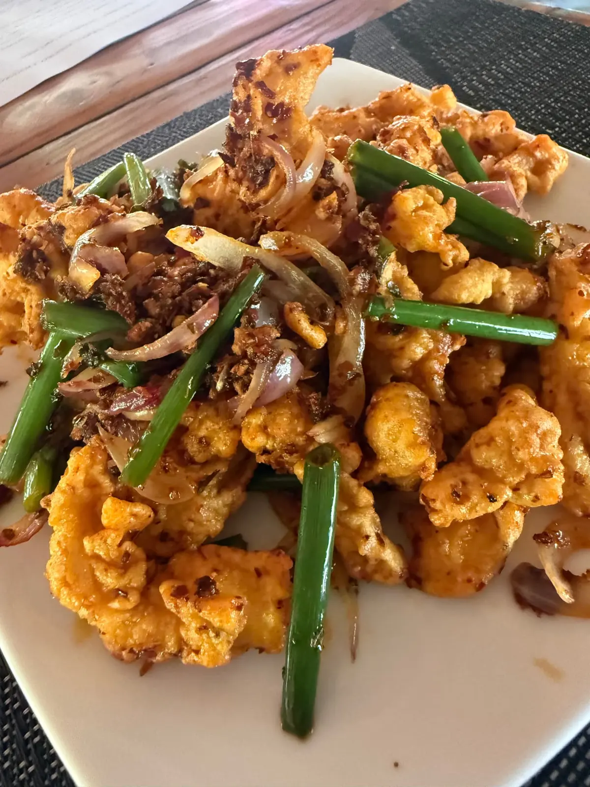 Spicy chicken stir fry at Valampuri Resort restaurant